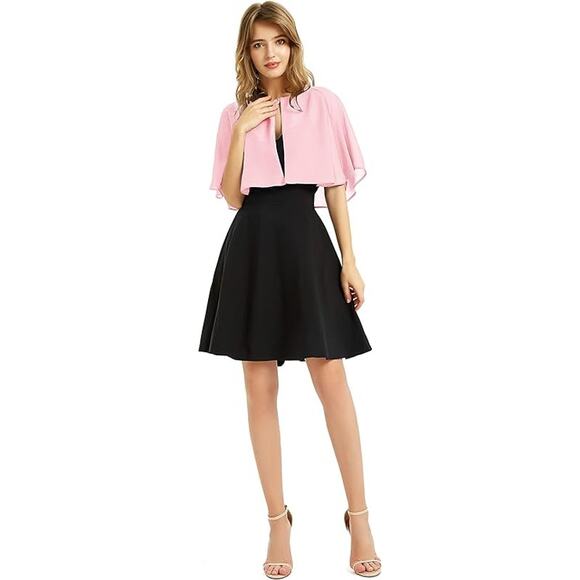 NWT ~ Women's Baby Pink Soft Chiffon Shawl Wrap Shrug Cover Up - Picture 4 of 4